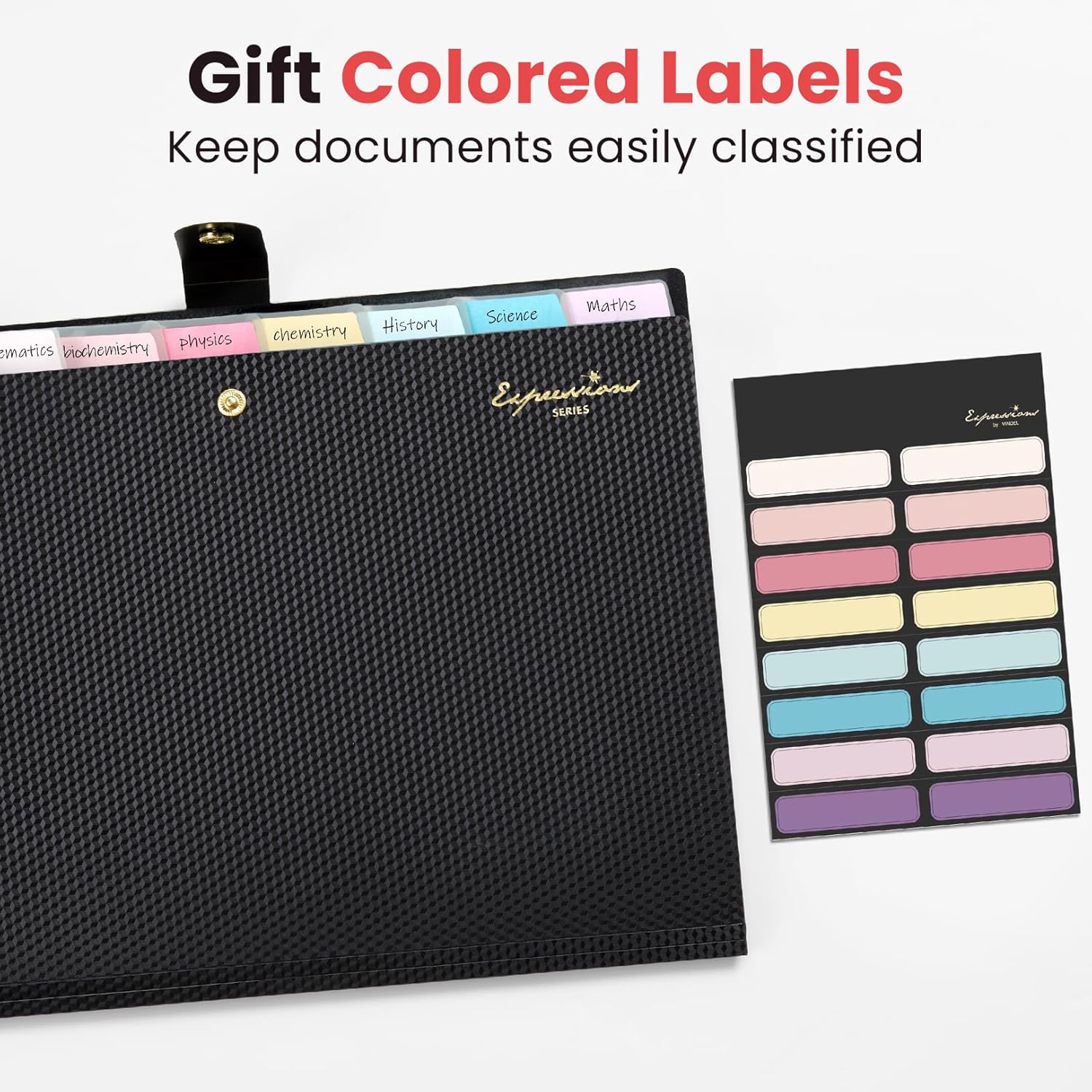 Sooez Accordion File Organizer 8 Pocket, Expanding File Folder with Labels | Folders for Document, Portable Paper Bill Receipt Organizer for Home School Office College Supplies, Letter Size, Black - Image 5