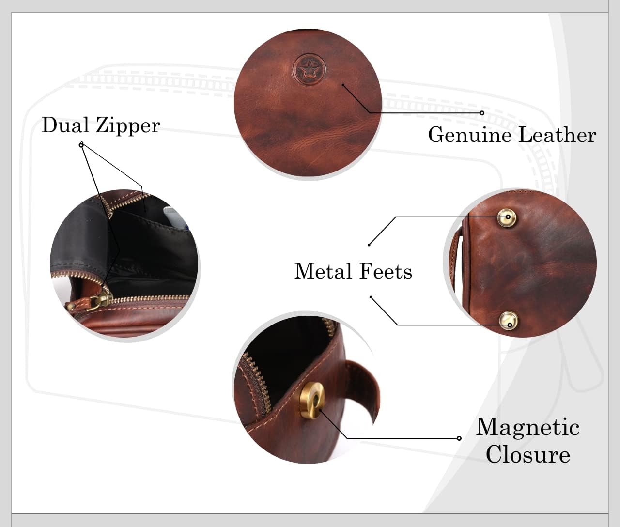 10" Premium Leather Toiletry Travel Pouch With Waterproof Lining | King-Size Handcrafted Vintage Dopp - Kit By Aaron Leather Goods (Dark Brown) - Image 3