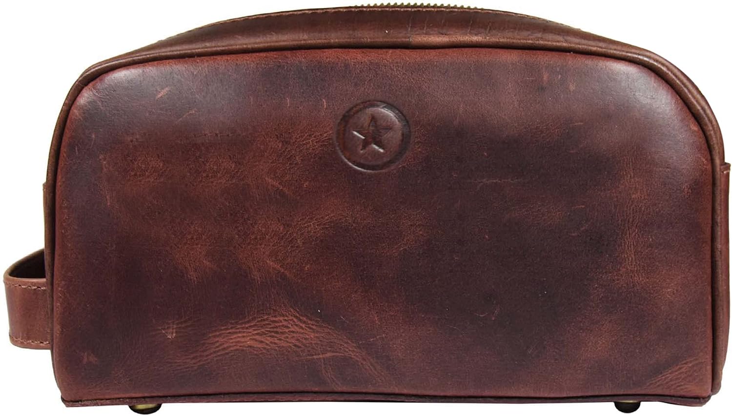 10" Premium Leather Toiletry Travel Pouch With Waterproof Lining | King-Size Handcrafted Vintage Dopp - Kit By Aaron Leather Goods (Dark Brown) - Image 7