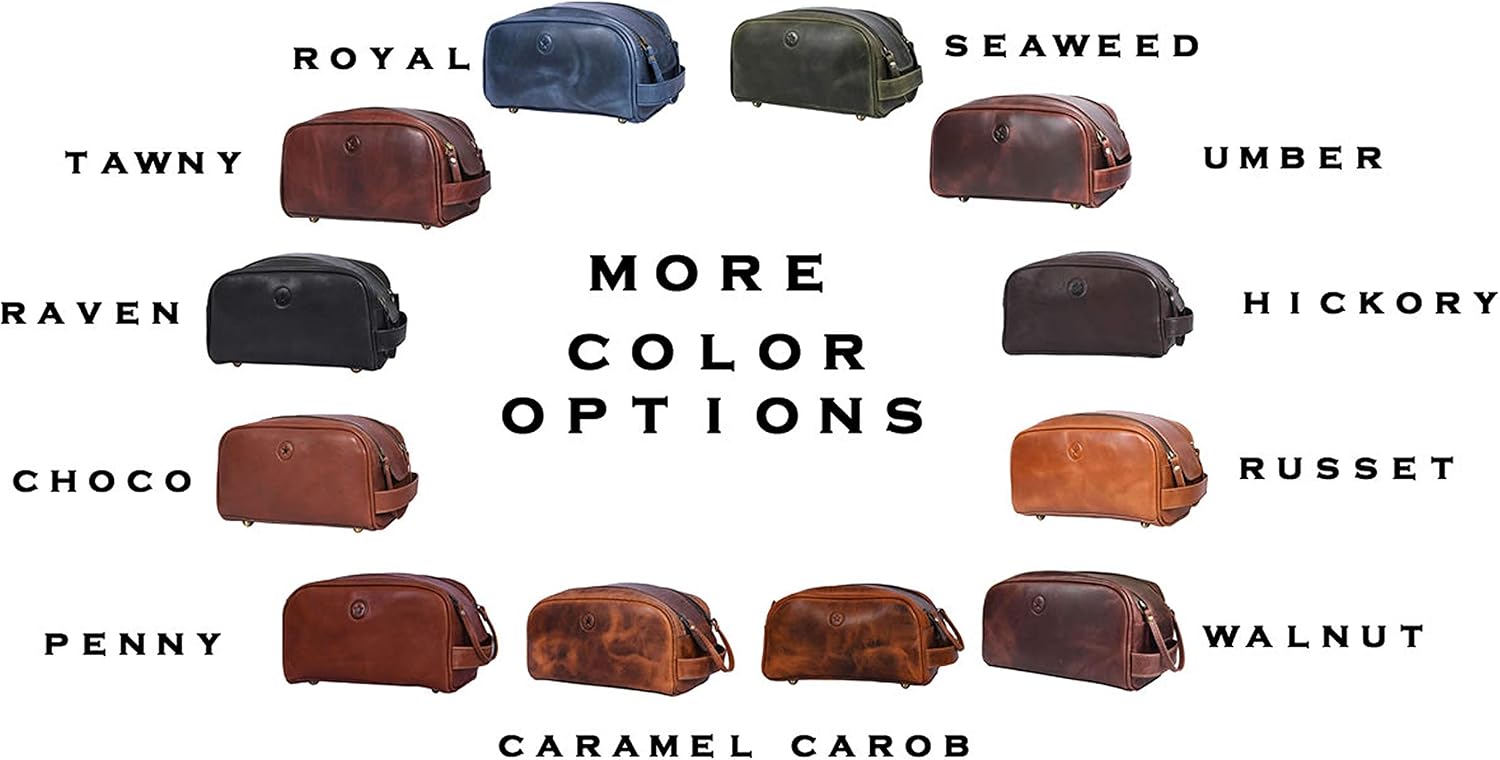 10" Premium Leather Toiletry Travel Pouch With Waterproof Lining | King-Size Handcrafted Vintage Dopp - Kit By Aaron Leather Goods (Dark Brown) - Image 9